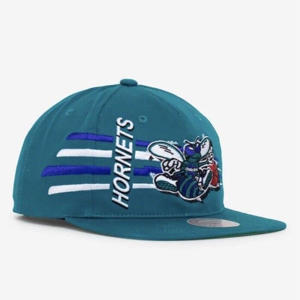 Mitchell & Ness Charlotte Hornets Teal Retro Bolt Deadstock Snapback Cap Hat New